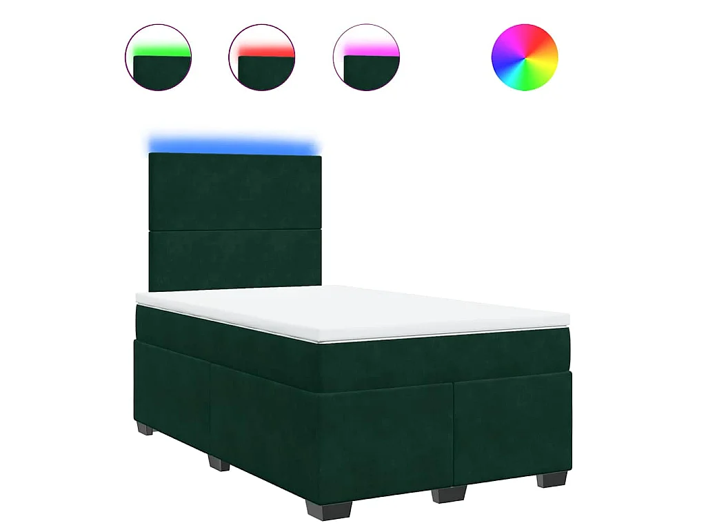 Giroletto a Molle con Materasso Verde Scuro 120x190 cm Velluto