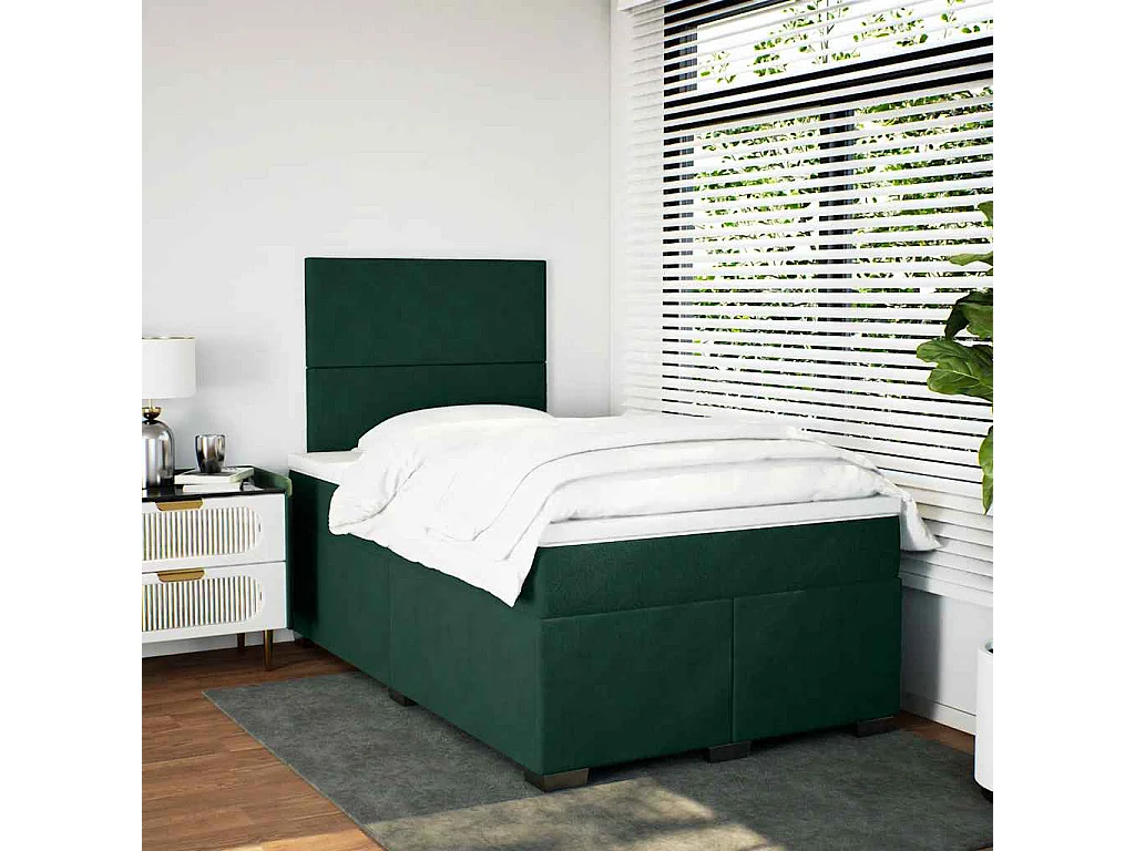 Giroletto a Molle con Materasso Verde Scuro 120x190 cm Velluto
