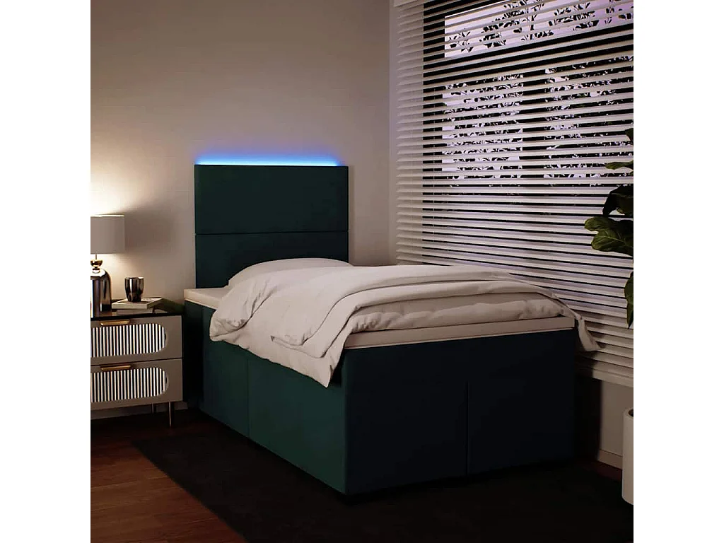 Giroletto a Molle con Materasso Verde Scuro 120x190 cm Velluto