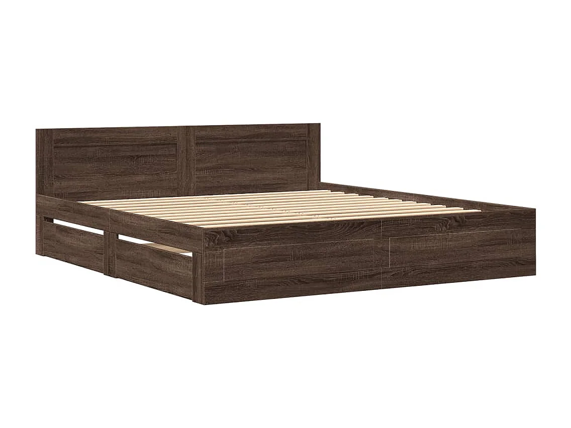 Cadre de lit tête de lit sans matelas chêne marron 200x200 cm