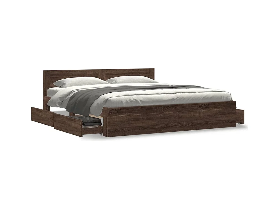Cadre de lit tête de lit sans matelas chêne marron 200x200 cm