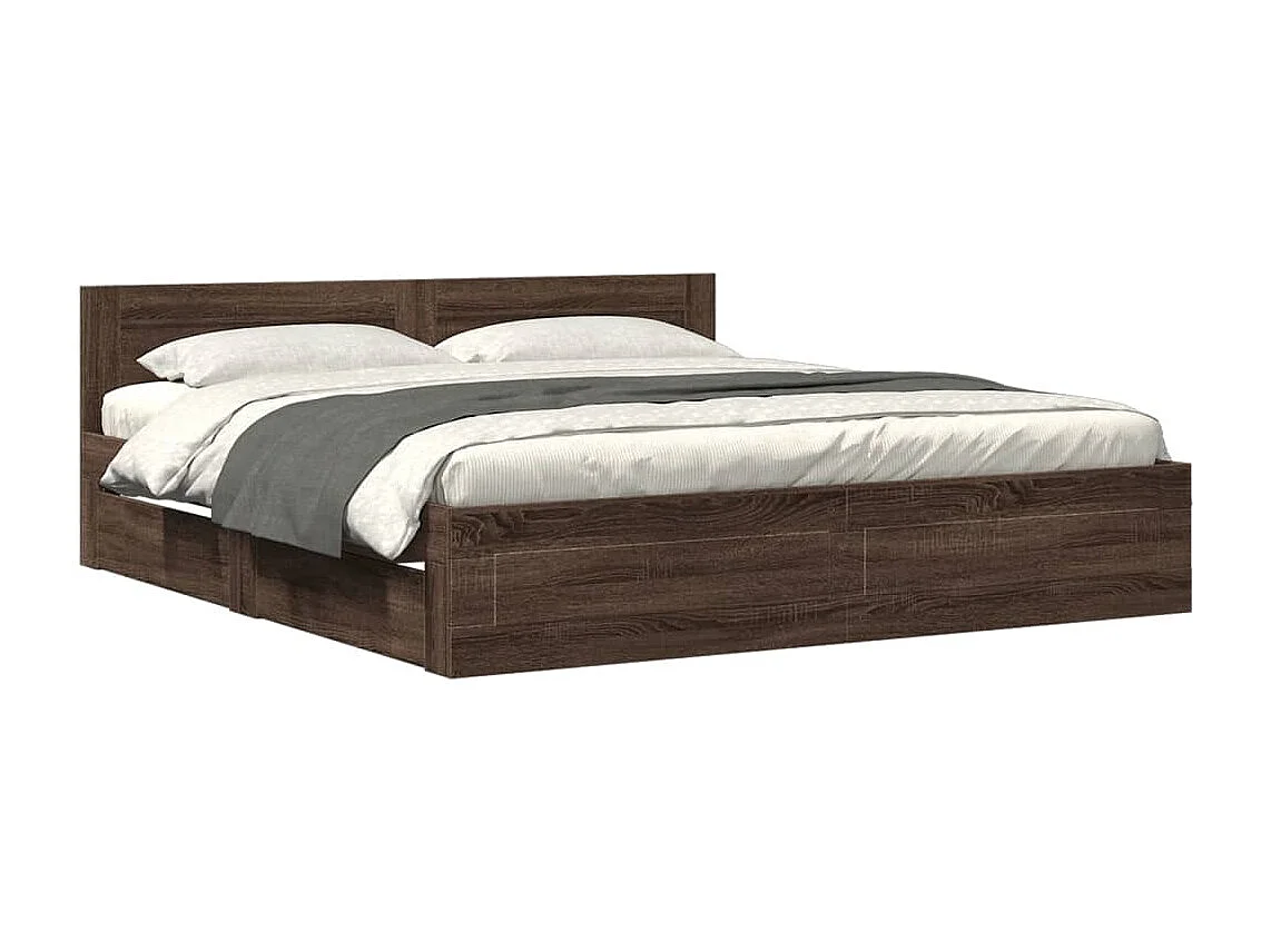 Bettgestell mit Kopfteil Braun Eichen-Optik 200x200 cm