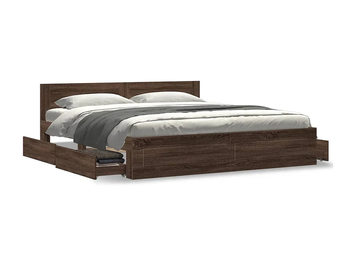 Bettgestell mit Kopfteil Braun Eichen-Optik 200x200 cm