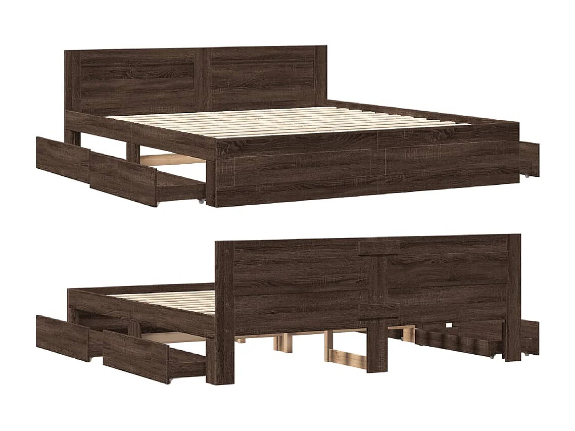 Bettgestell mit Kopfteil Braun Eichen-Optik 200x200 cm