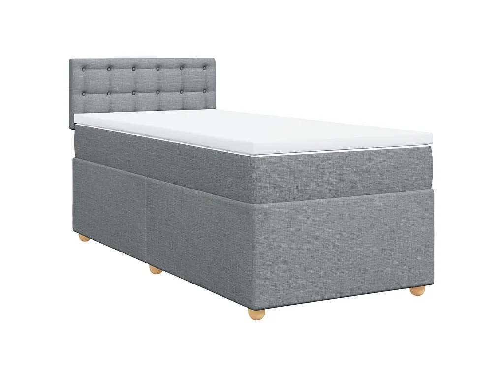 Boxspring met matras stof lichtgrijs 90x190 cm