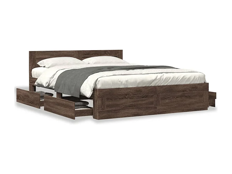 Bettgestell mit Kopfteil Braun Eichen-Optik 160x200 cm