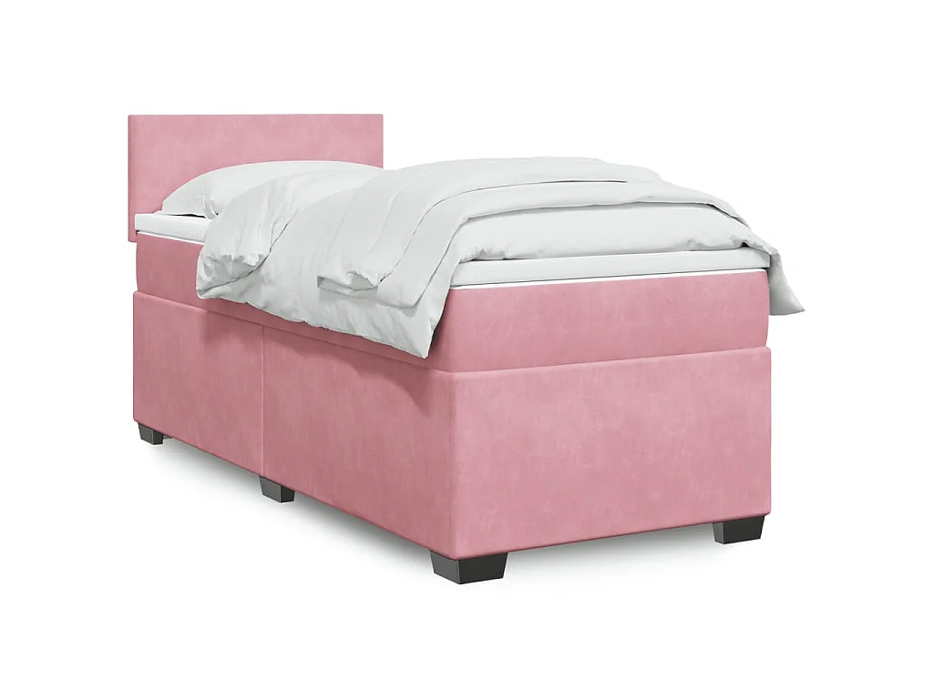 Giroletto a Molle con Materasso Rosa 90x190 cm in Velluto