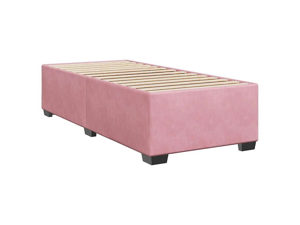 Giroletto a Molle con Materasso Rosa 90x190 cm in Velluto