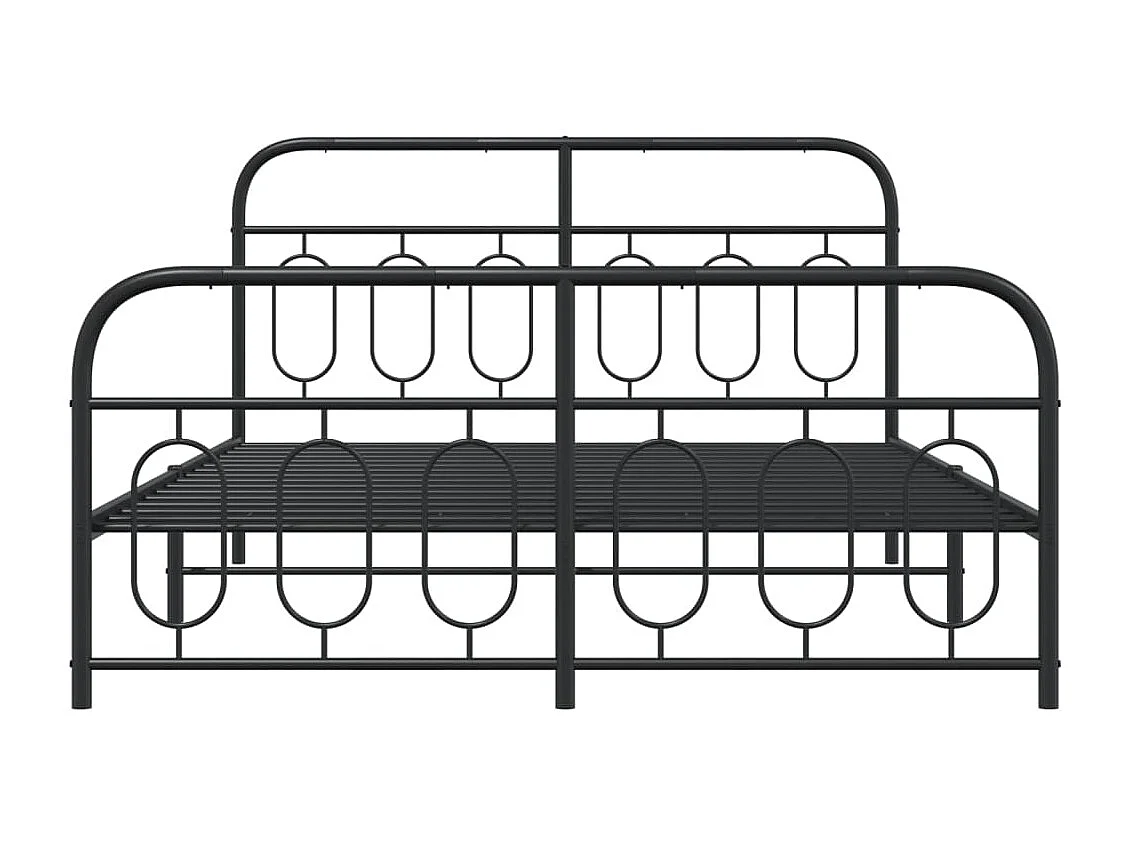 Bedframe met hoofd- en voeteneinde metaal zwart 135x190 cm
