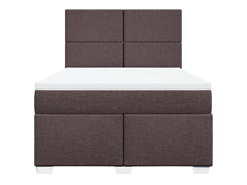Cama box spring con colchón tela marrón oscuro 140x200 cm