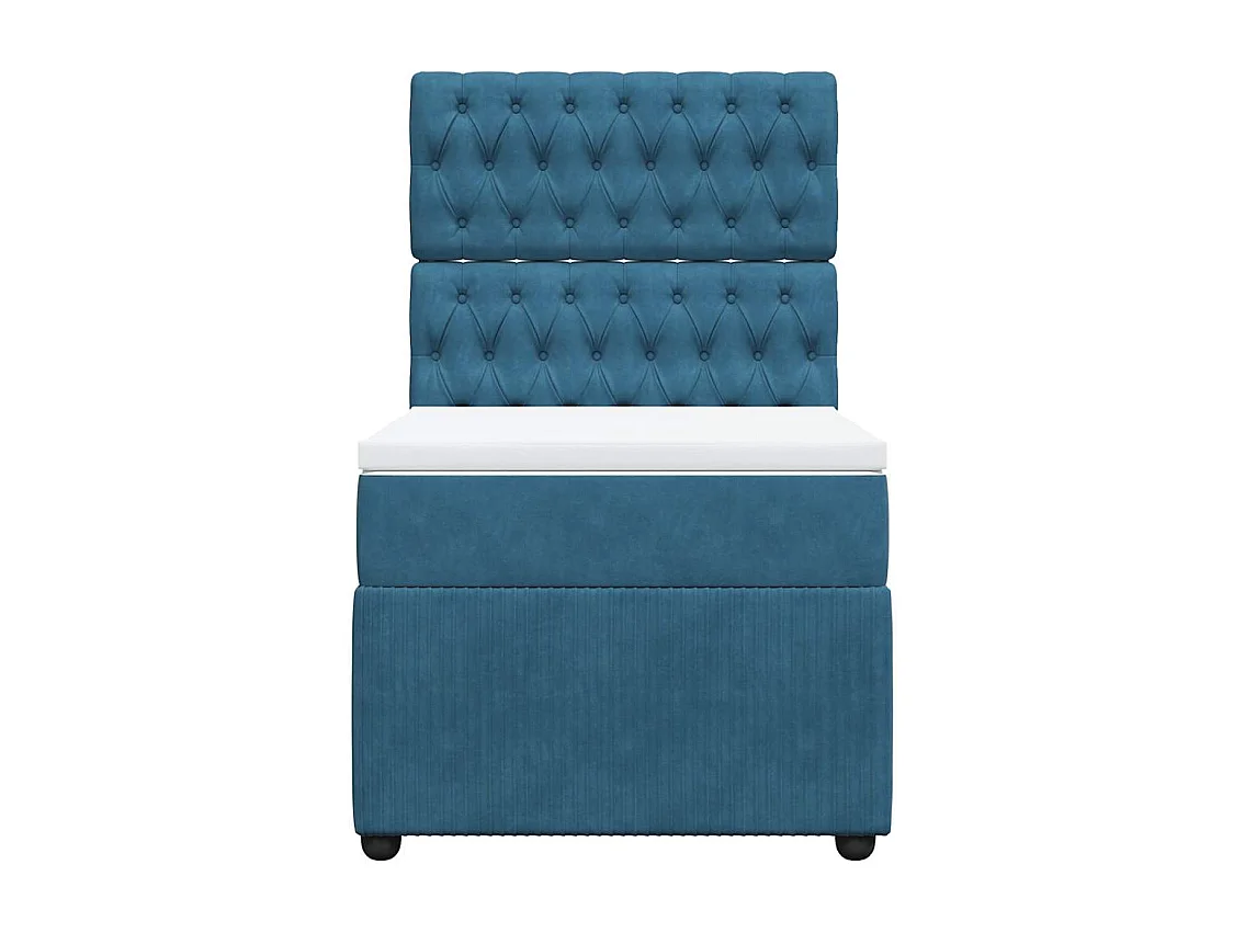 Sommier à lattes de lit avec matelas bleu 90x190 cm velours