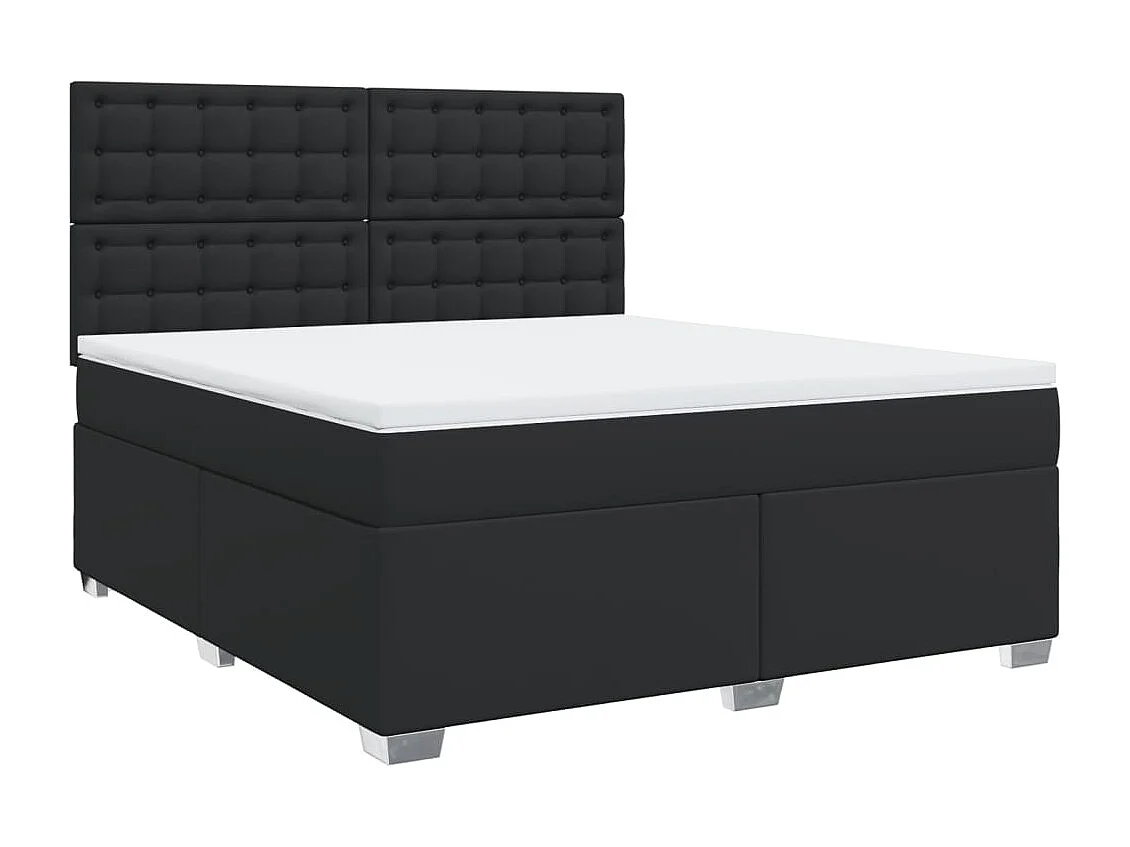 Cama com molas/colchão 180x200 cm couro artificial preto