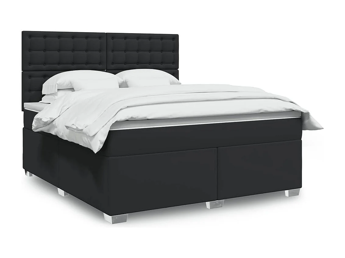 Cama com molas/colchão 180x200 cm couro artificial preto