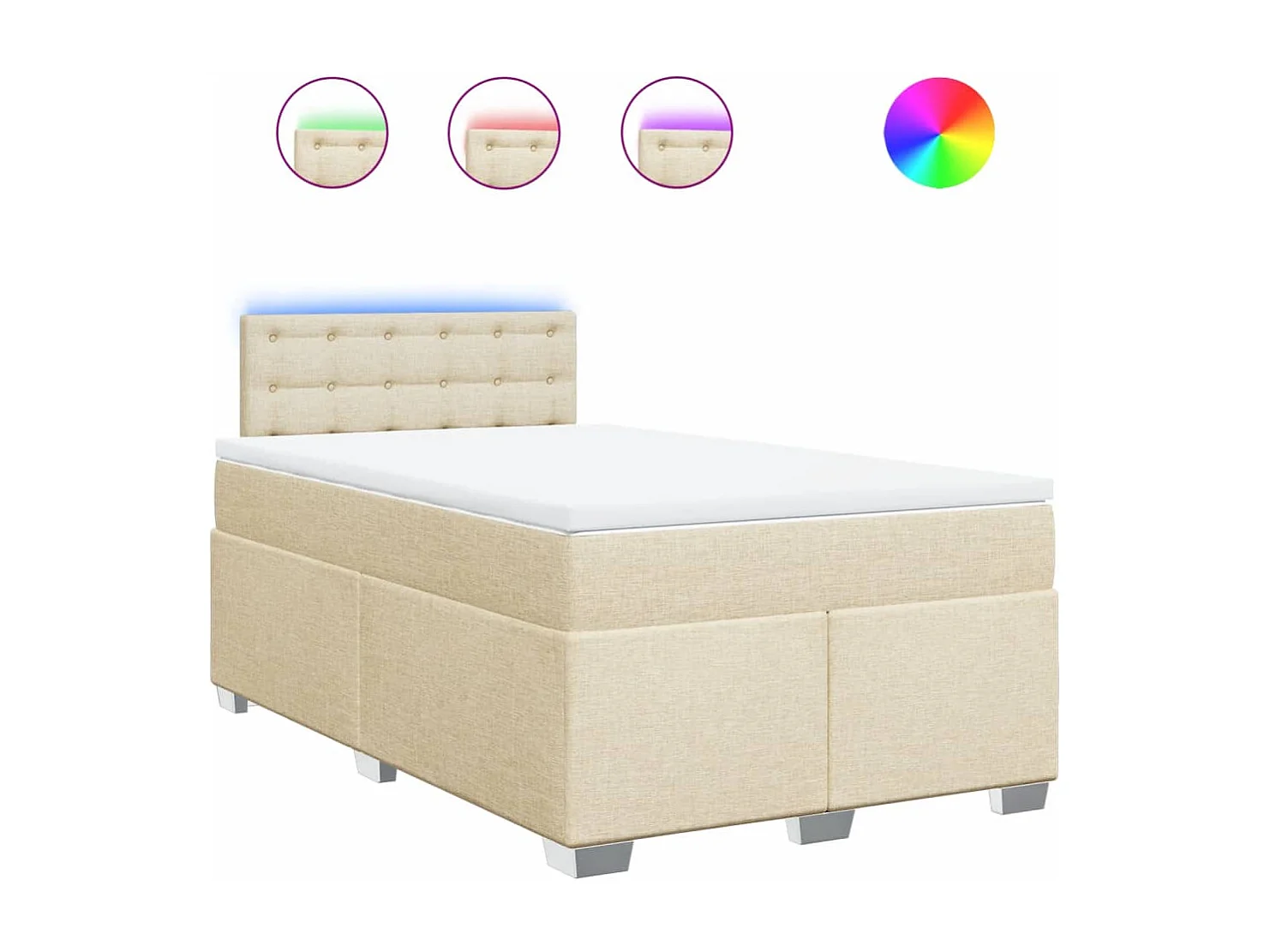 Boxspringbett mit Matratze Creme 120x190 cm Stoff