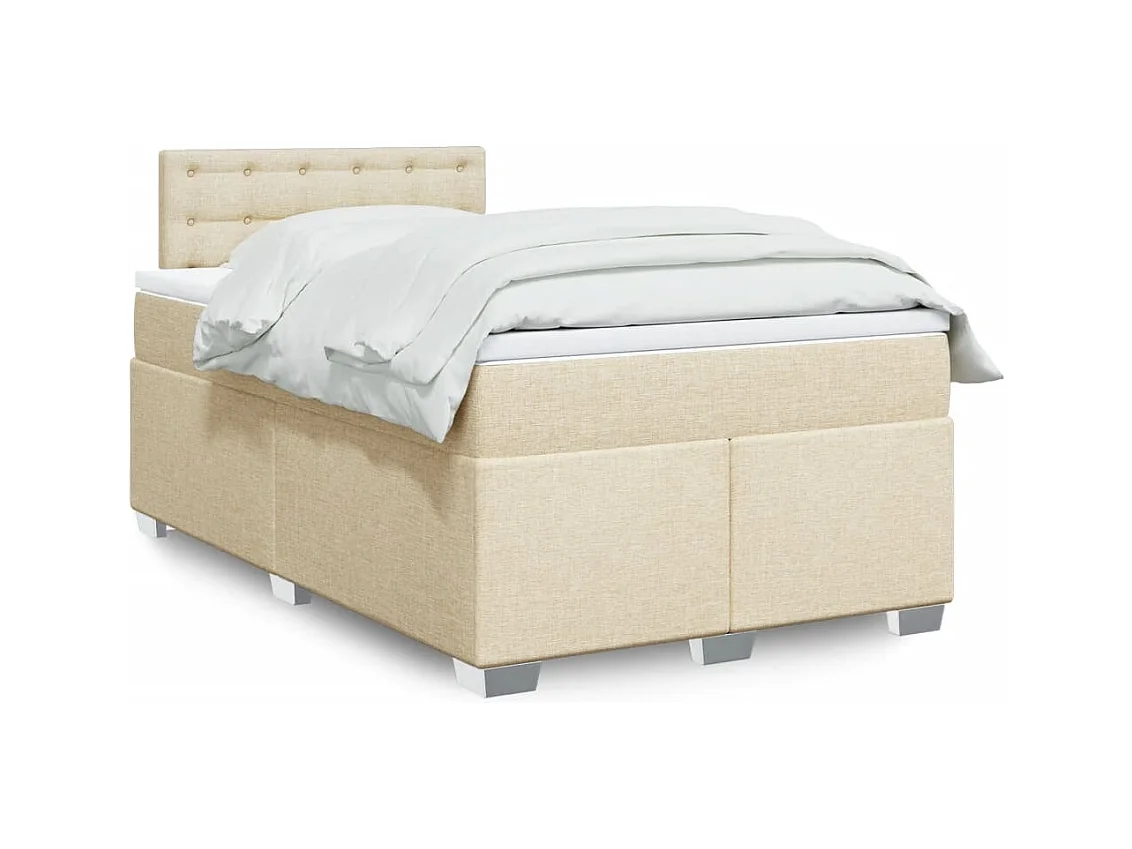 Sommier à lattes de lit avec matelas crème 120x190 cm tissu