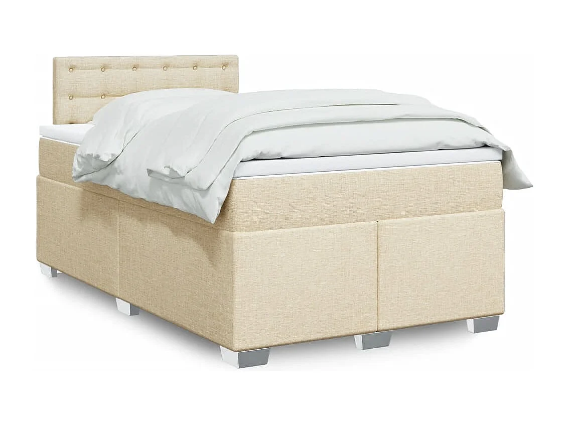 Cama boxspring com colchão 120x190 cm tecido cor creme