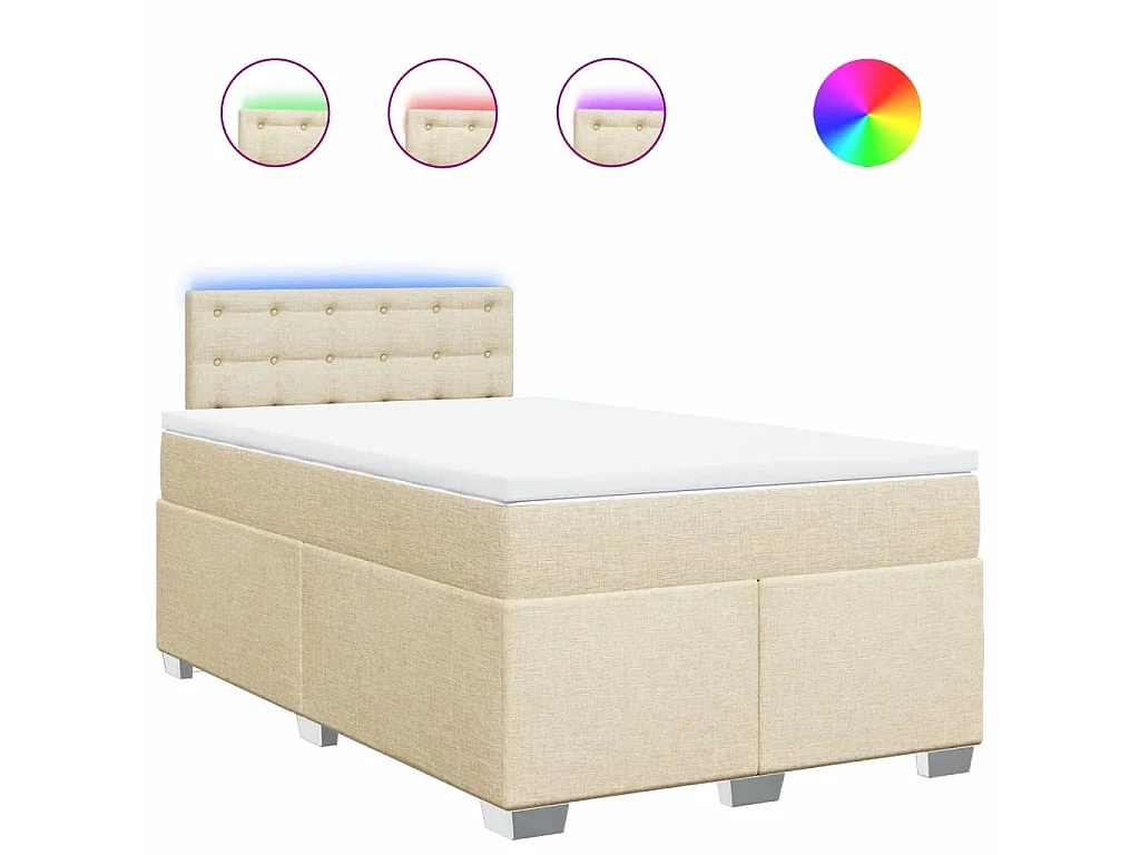 Giroletto a Molle con Materasso Crema 120x190 cm in Tessuto