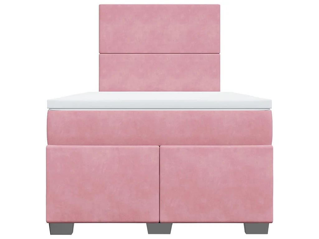 Cama box spring con colchón terciopelo rosa 120x200 cm