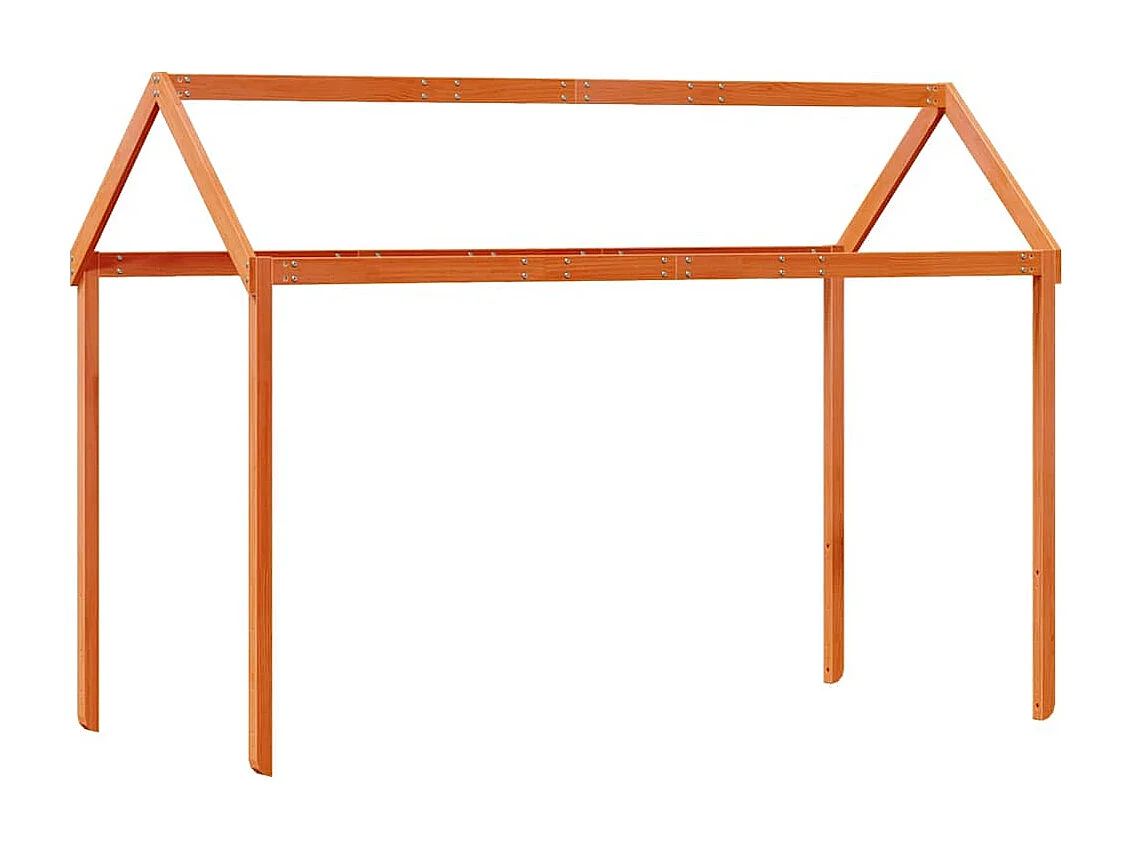 Hochbett mit Dach Wachsbraun 75x190 cm Massivholz Kiefer