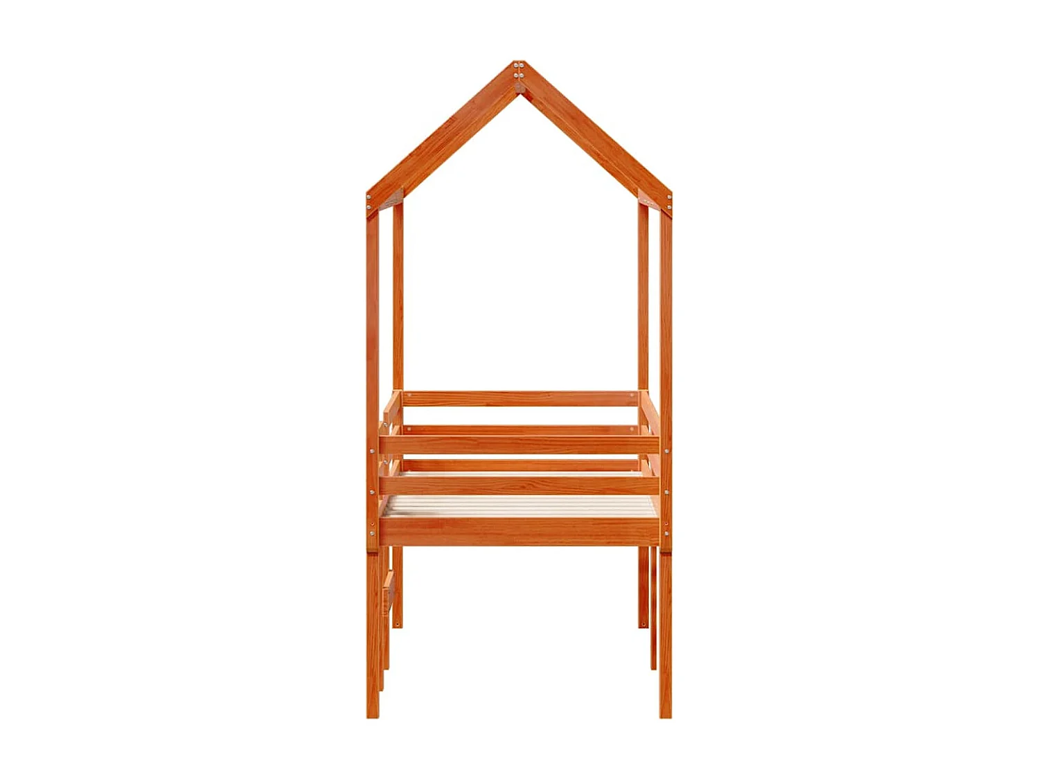 Hochbett mit Dach Wachsbraun 75x190 cm Massivholz Kiefer