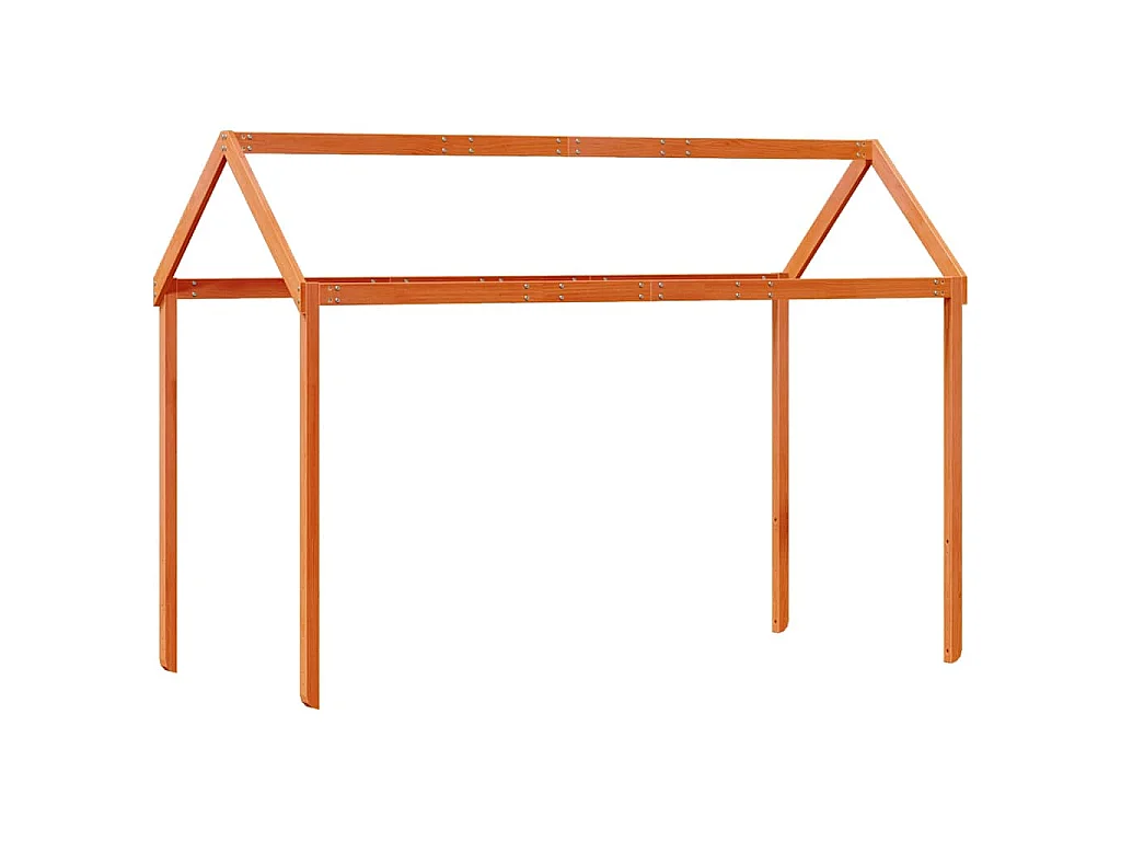 Cama alta con techo madera maciza de pino marrón cera 75x190 cm