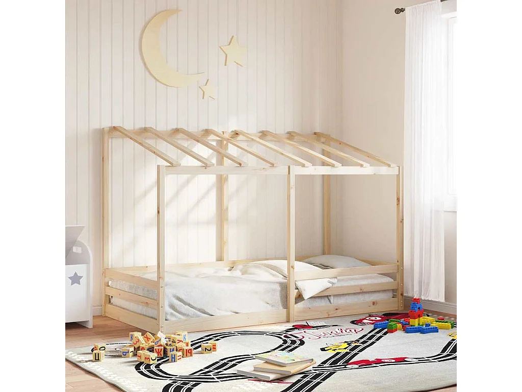 Kinderbett mit Dach 80x200 cm Massivholz Kiefer