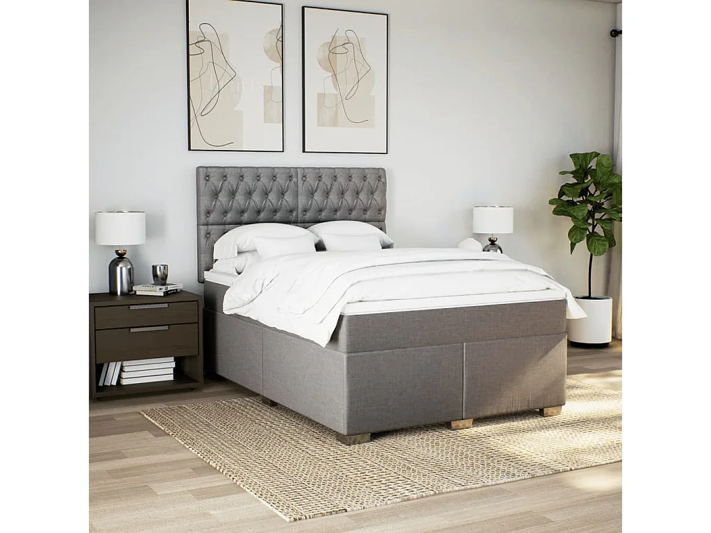 Boxspringbett mit Matratze Taupe 160x200 cm Stoff