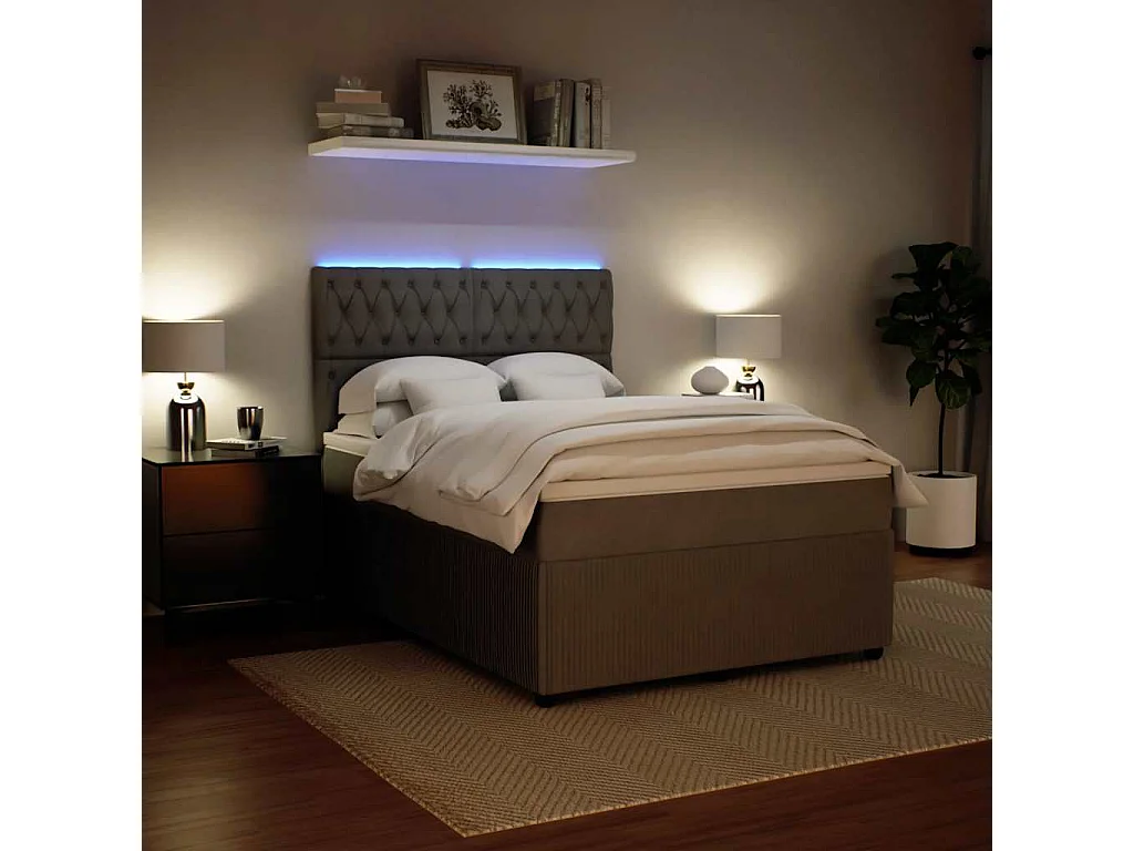 Giroletto a Molle con Materasso Grigio Chiaro 160x200cm Velluto