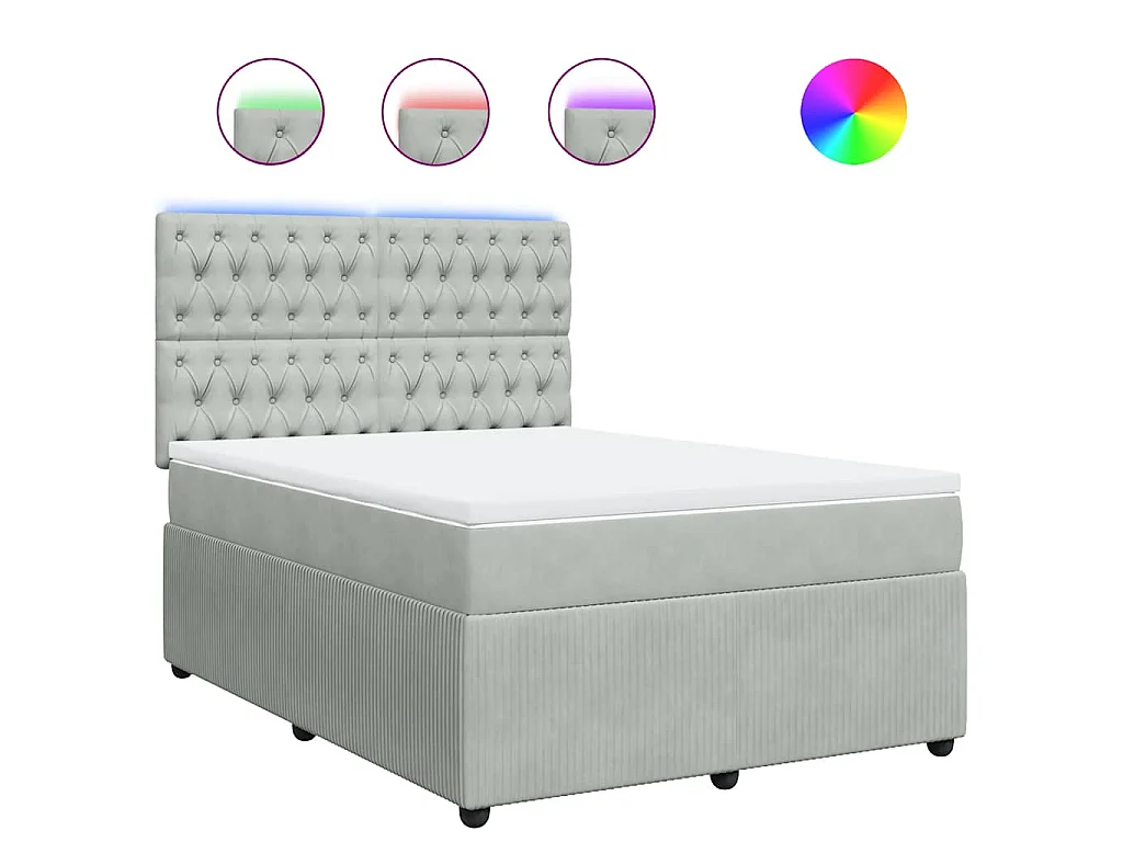 Boxspringbett mit Matratze Hellgrau 160x200 cm Samt