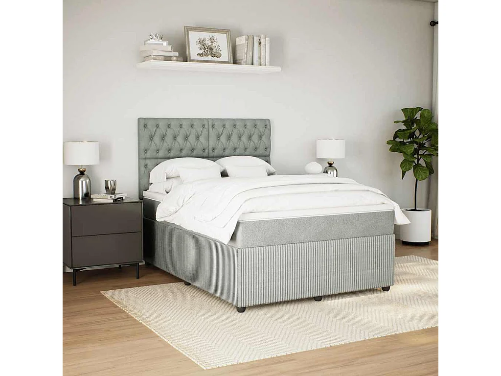 Boxspringbett mit Matratze Hellgrau 160x200 cm Samt