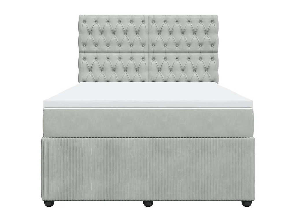 Boxspringbett mit Matratze Hellgrau 160x200 cm Samt