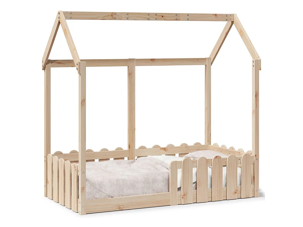 Cama infantil formato casa 70x140 cm madeira de pinho maciça