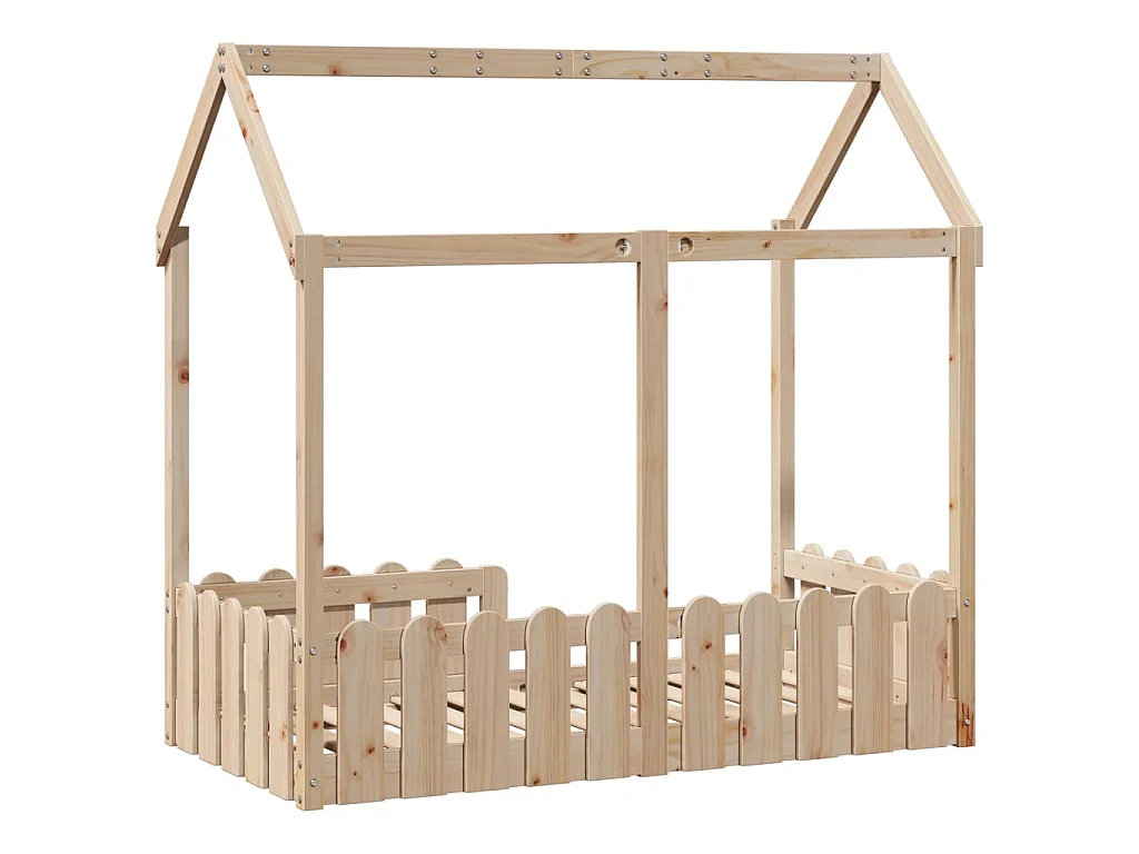 Cama infantil formato casa 70x140 cm madeira de pinho maciça