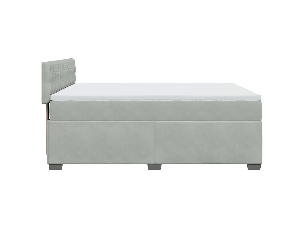 Cama box spring con colchón terciopelo gris claro 140x200 cm