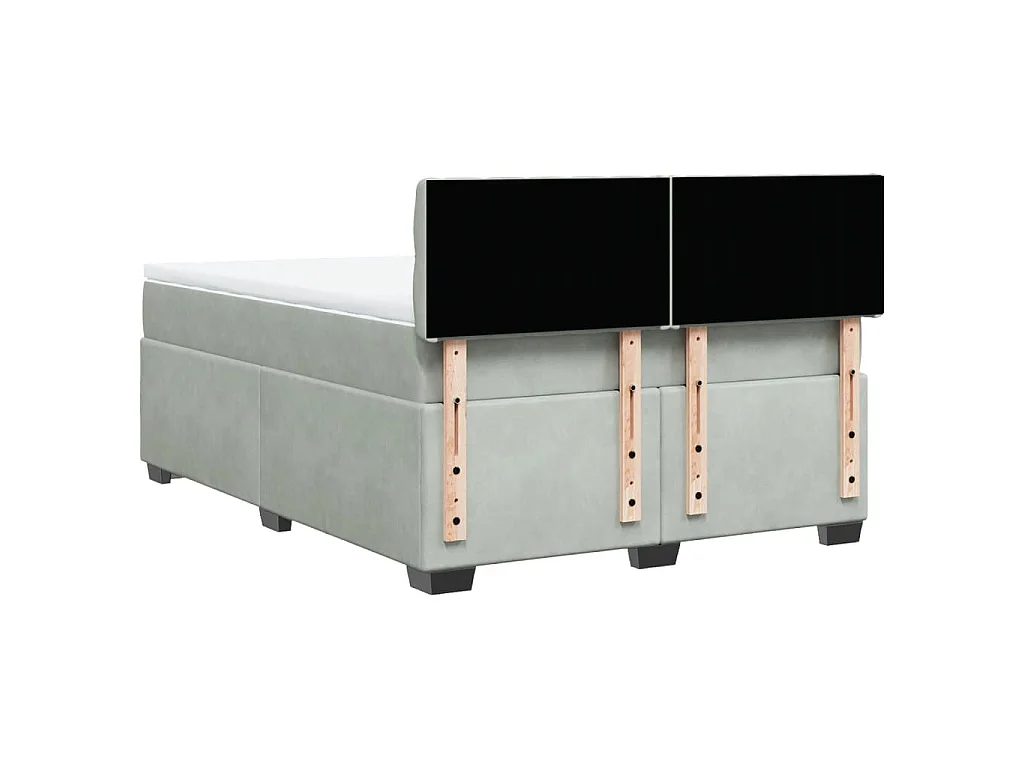 Cama box spring con colchón terciopelo gris claro 140x200 cm