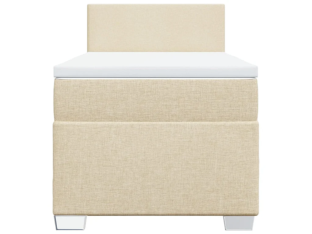 Cama box spring con colchón tela color crema 80x200 cm