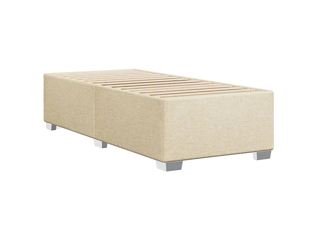 Cama box spring con colchón tela color crema 80x200 cm