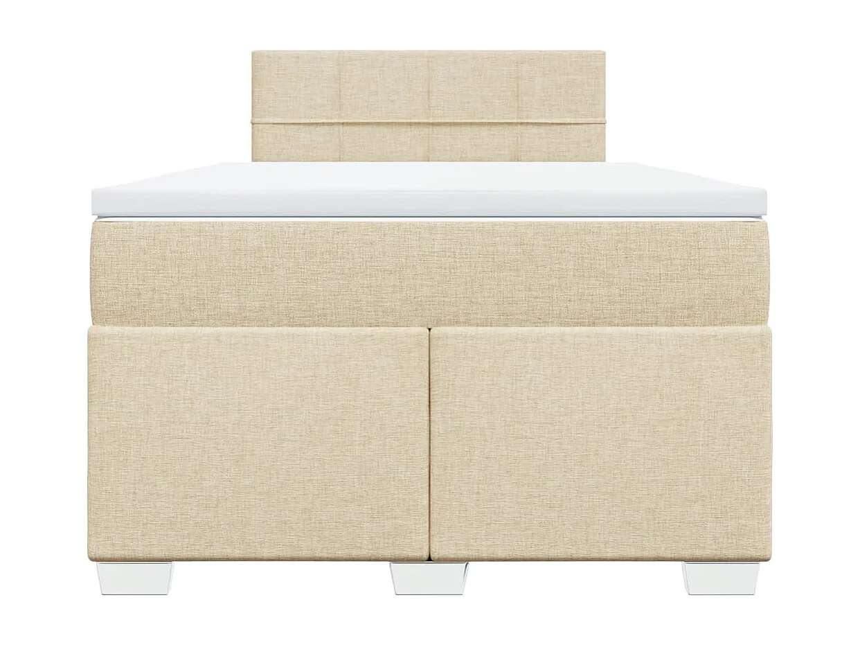 Sommier à lattes de lit avec matelas Crème 120x200 cm Tissu