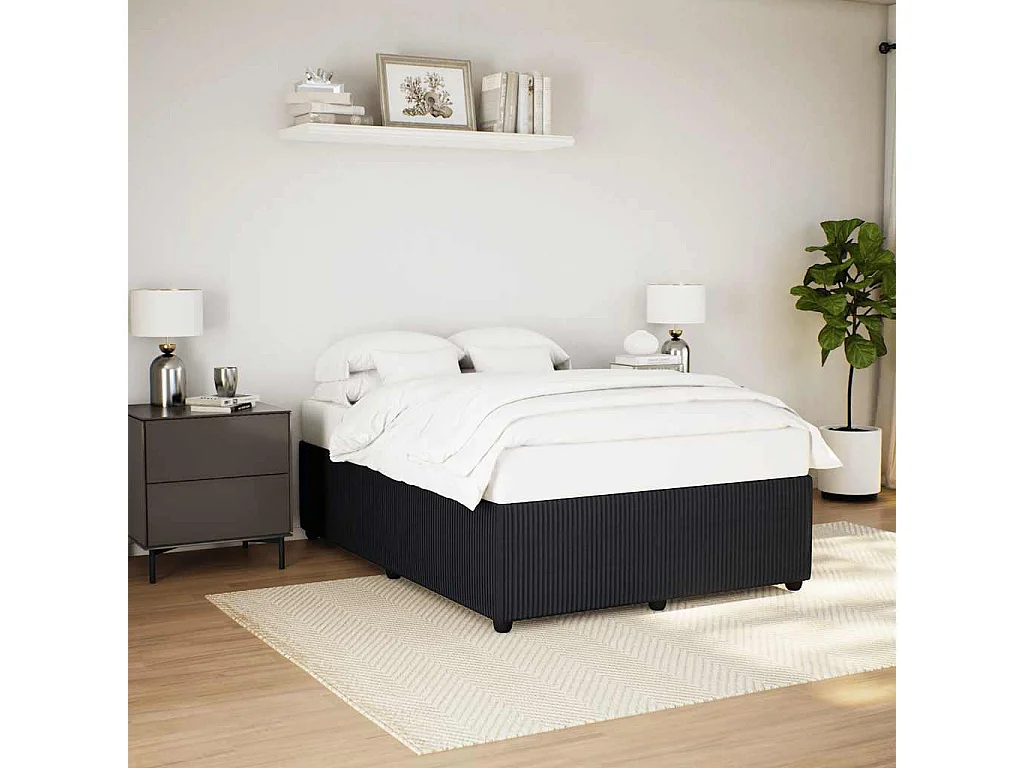 Cadre de lit sans matelas noir 140x190 cm velours
