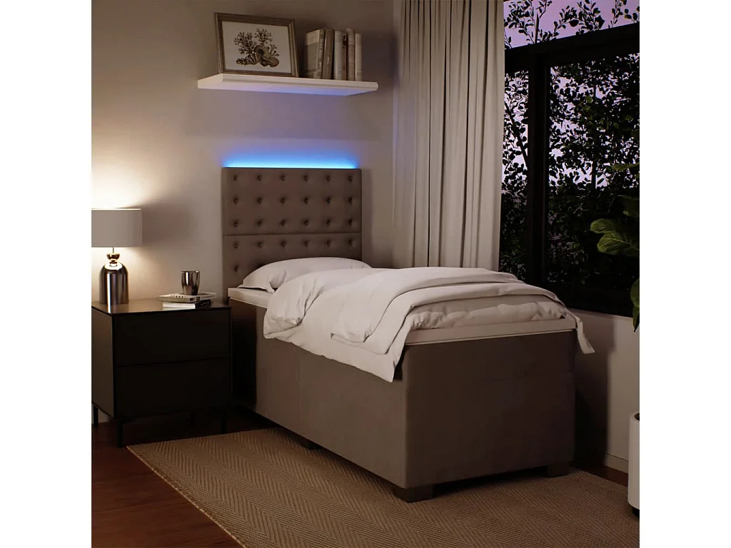 Boxspringbett mit Matratze Hellgrau 100x200 cm Samt