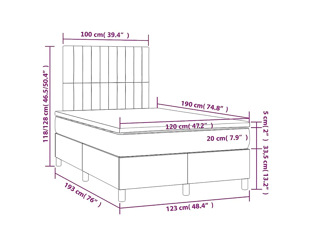 Boxspringbett mit Matratze Creme 120x190 cm Stoff