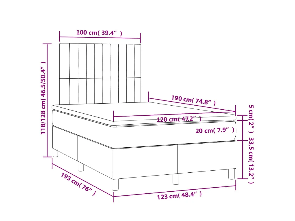 Boxspringbett mit Matratze Creme 120x190 cm Stoff