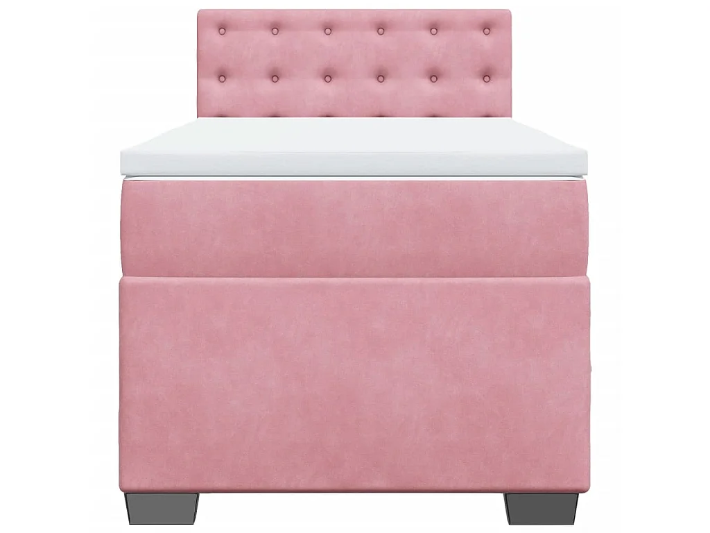Boxspring met matras fluweel roze 100x200 cm