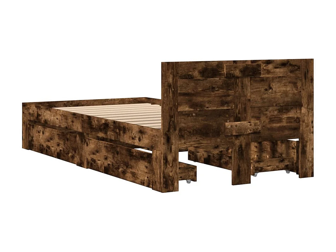 Cadre de lit et tête de lit sans matelas chêne fumé 100x200 cm