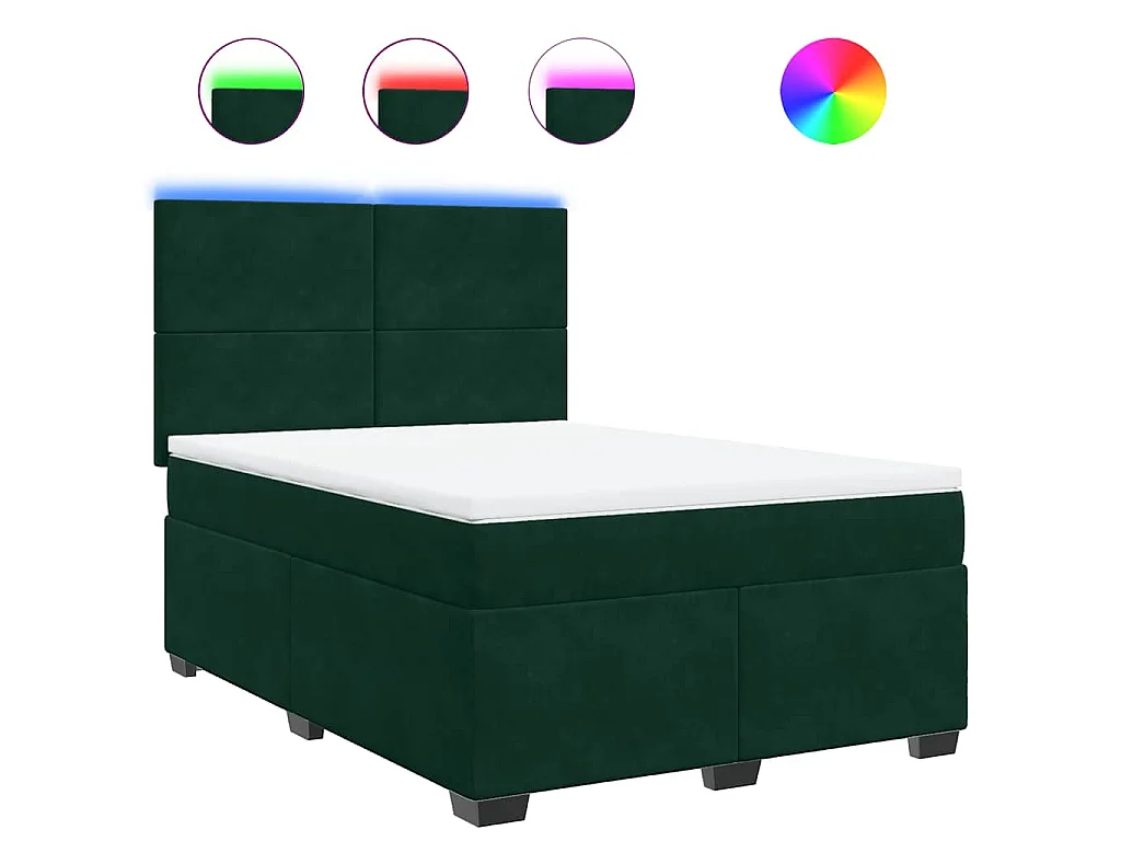 Boxspringbett mit Matratze Dunkelgrün 140x200 cm Samt