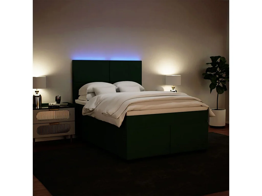Boxspringbett mit Matratze Dunkelgrün 140x200 cm Samt