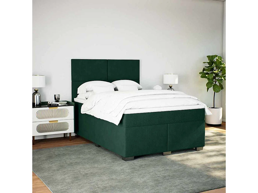 Boxspringbett mit Matratze Dunkelgrün 140x200 cm Samt
