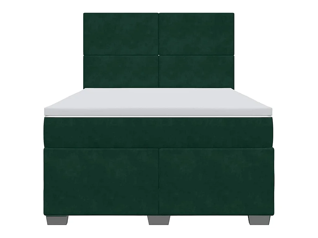 Boxspringbett mit Matratze Dunkelgrün 140x200 cm Samt
