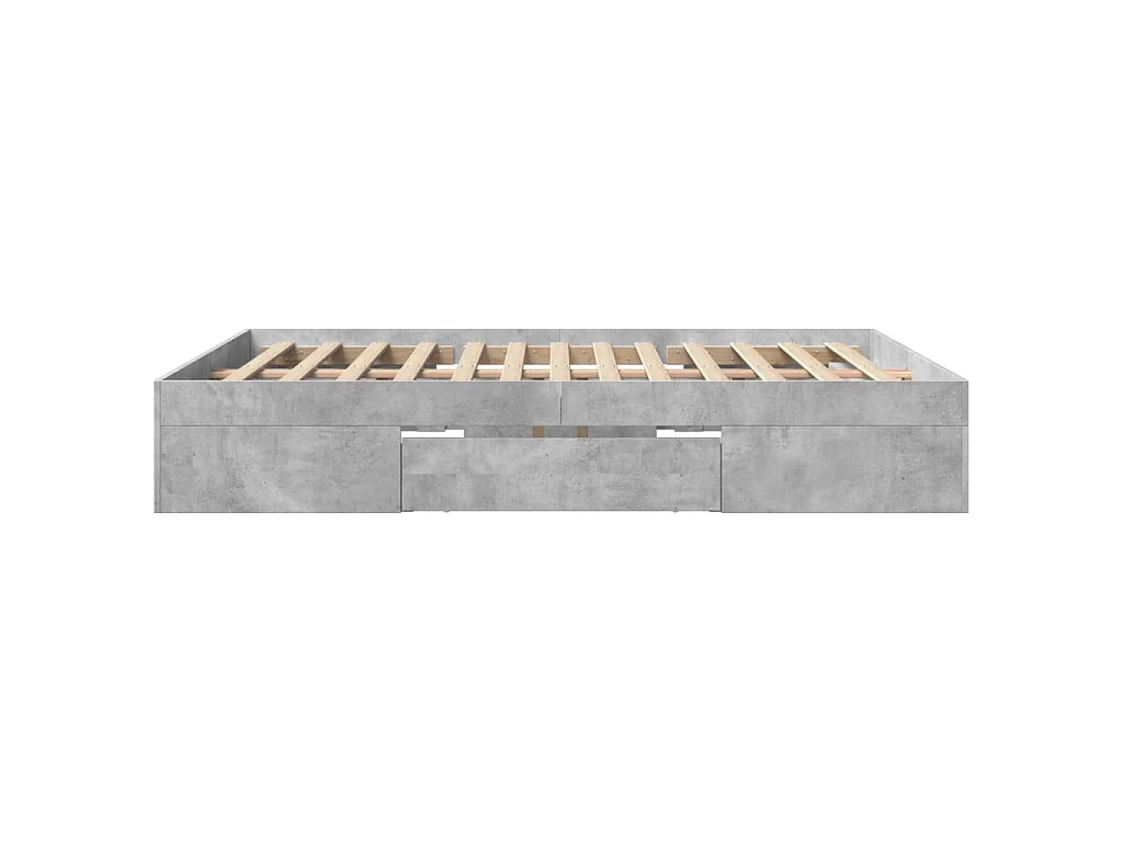 Cadre de lit sans matelas gris béton 160x200 cm bois ingénierie
