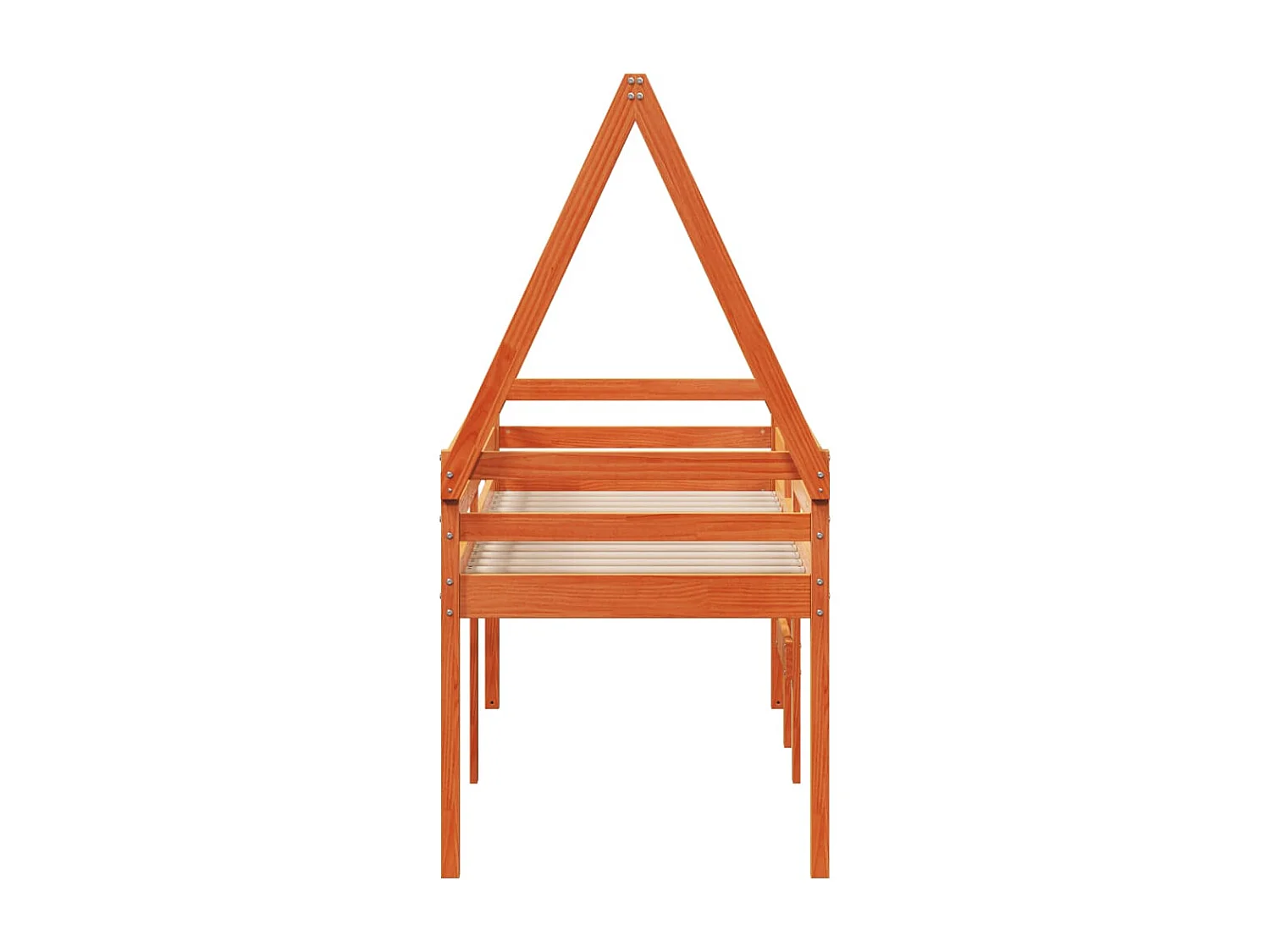 Letto a Soppalco con Tetto Cera 90x190cm Legno Massello di Pino